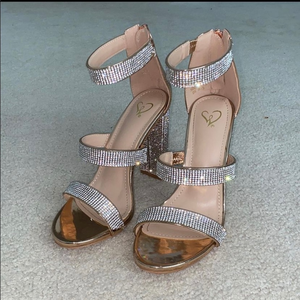 Rose Gold Rhinestone Heels